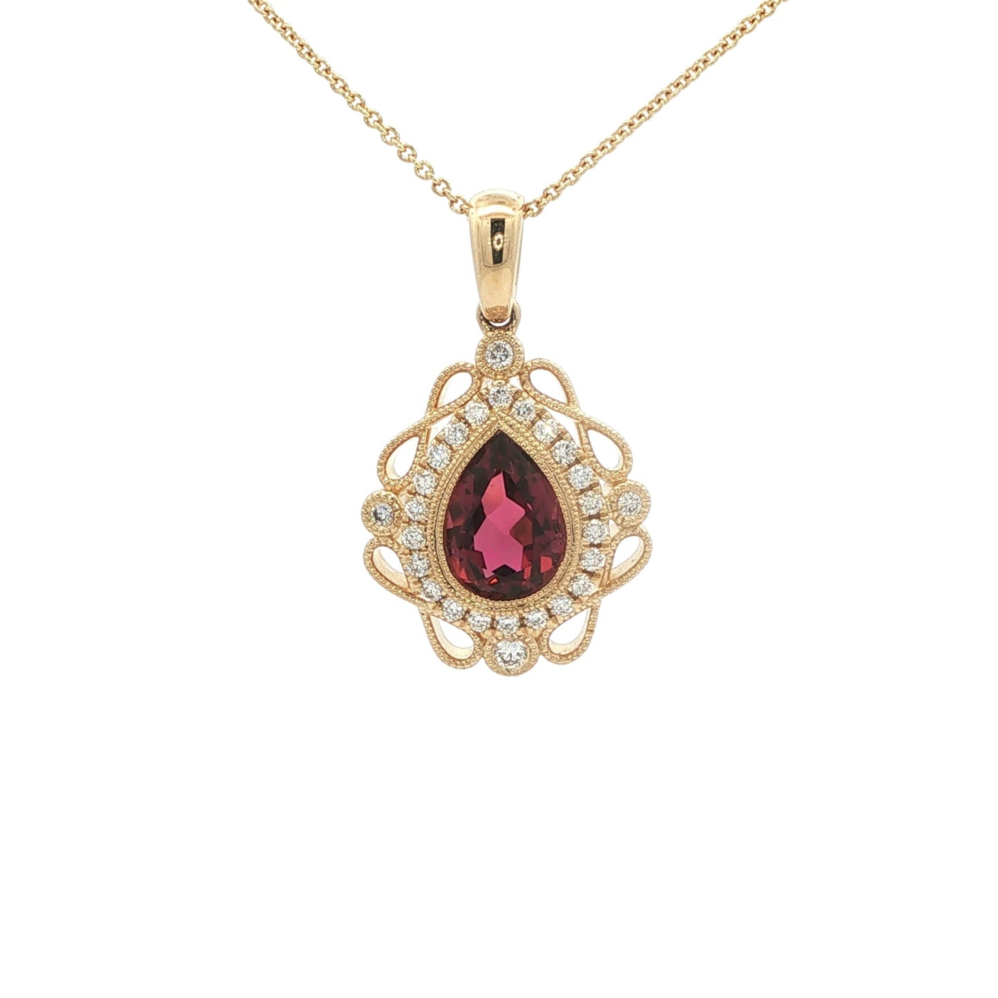 14kY 1.35ct Pink Tourmaline .23cttw Diamond Pendant TPQ7585NPT