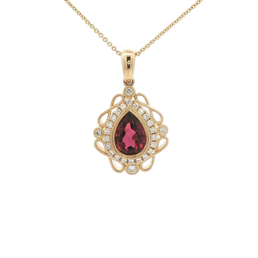14kY 1.35ct Pink Tourmaline .23cttw Diamond Pendant TPQ7585NPT