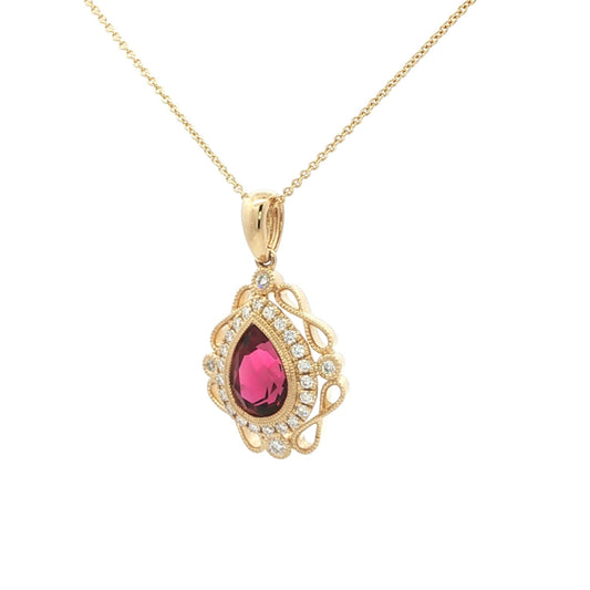14kY 1.35ct Pink Tourmaline .23cttw Diamond Pendant TPQ7585NPT