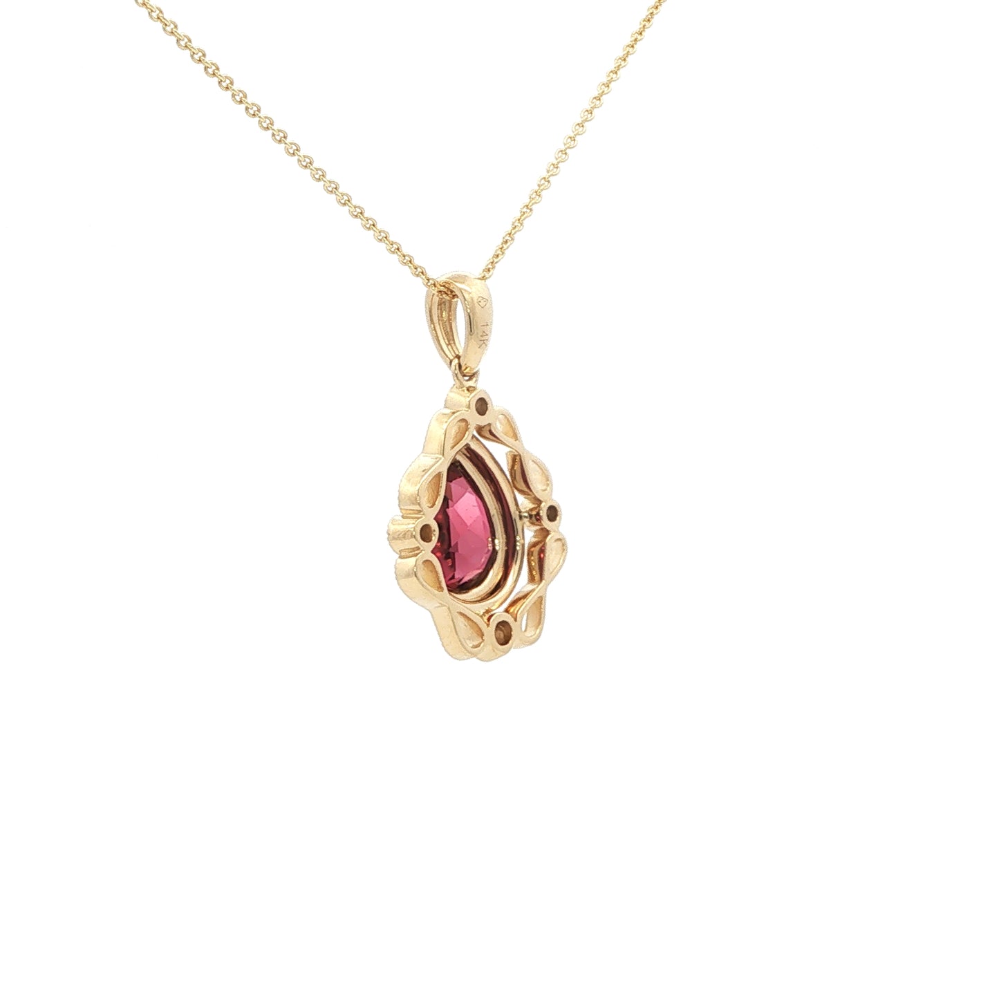 14kY 1.35ct Pink Tourmaline .23cttw Diamond Pendant TPQ7585NPT