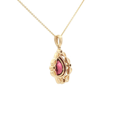 14kY 1.35ct Pink Tourmaline .23cttw Diamond Pendant TPQ7585NPT
