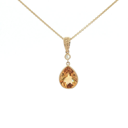 14kY 1.66ct Citrine & .02ct Diamond Pendant TPA5753NCT