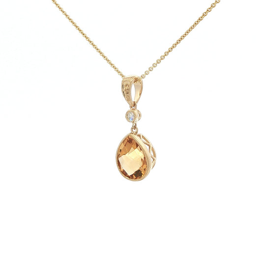 14kY 1.66ct Citrine & .02ct Diamond Pendant TPA5753NCT