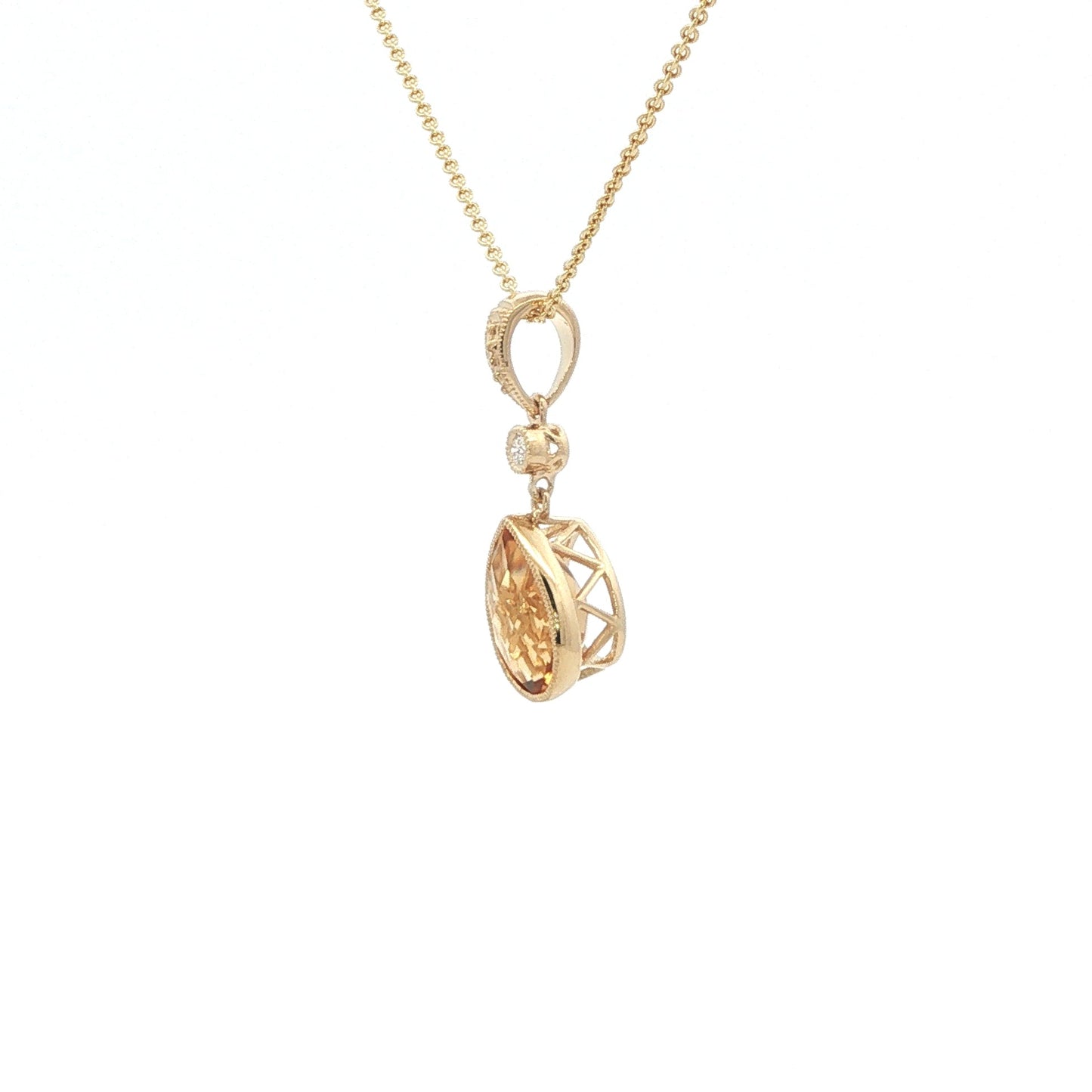 14kY 1.66ct Citrine & .02ct Diamond Pendant TPA5753NCT