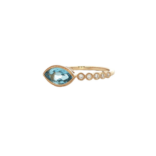 14kY .92ct Aquamarine .12cttw Diamond Ring TRQ7455NAQ - 6.5