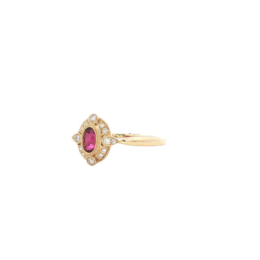 14kY .57ct Ruby .11cttw Diamond Ring TRQ7699NR - 6.5