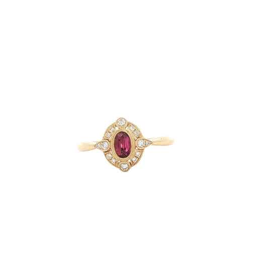 14kY .57ct Ruby .11cttw Diamond Ring TRQ7699NR - 6.5