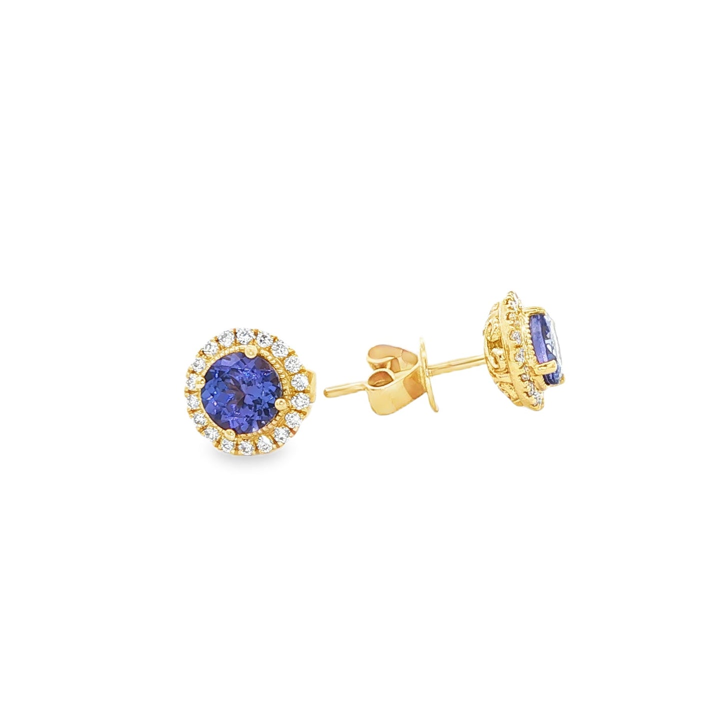 14kY 1.06cttw Tanzanite .17cttw Diamond Stud TEQ7120NTN