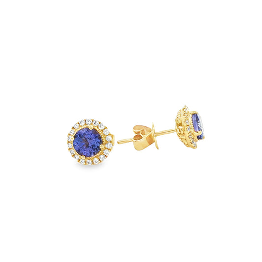 14kY 1.06cttw Tanzanite .17cttw Diamond Stud TEQ7120NTN