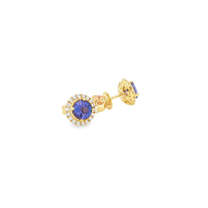 14kY 1.06cttw Tanzanite .17cttw Diamond Stud TEQ7120NTN