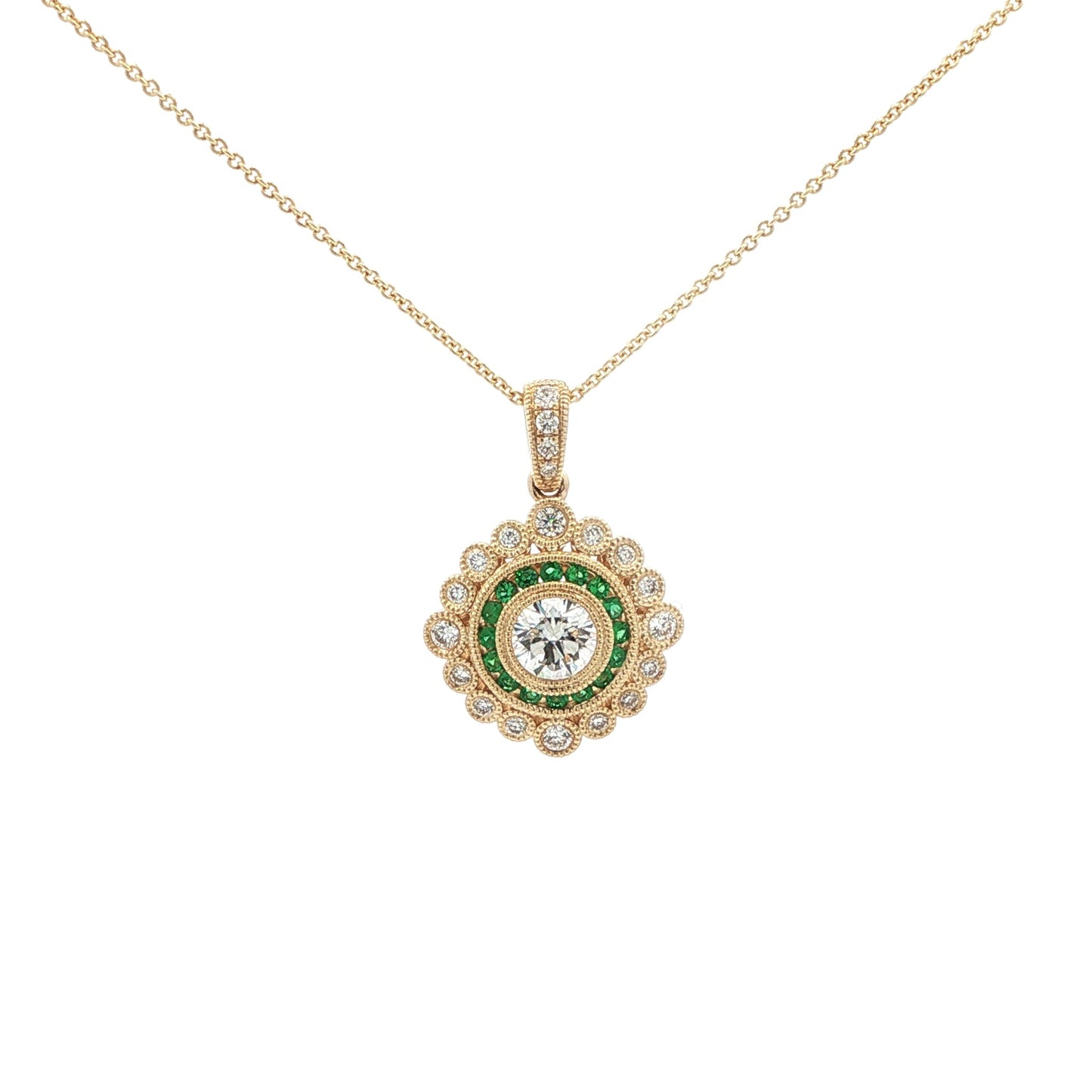 14kY .41ct D VVS1 Dia .12cttw Emerald .20cttw Dia Pendant TPQ7591NE