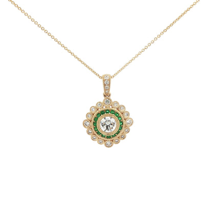 14kY .41ct D VVS1 Dia .12cttw Emerald .20cttw Dia Pendant TPQ7591NE