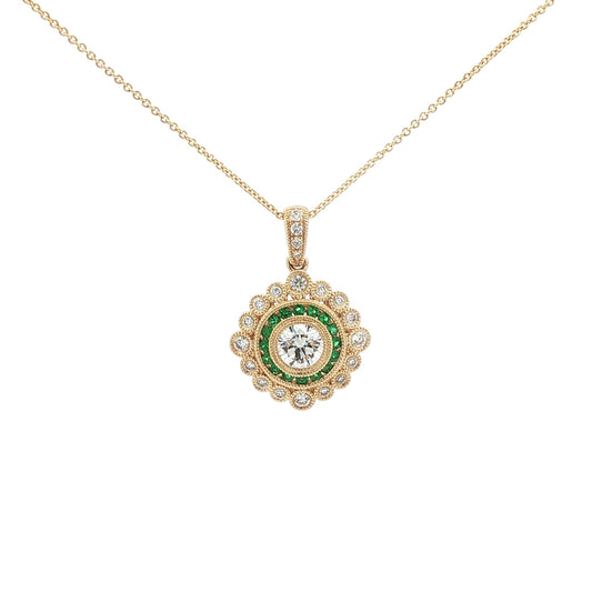 14kY .41ct D VVS1 Dia .12cttw Emerald .20cttw Dia Pendant TPQ7591NE