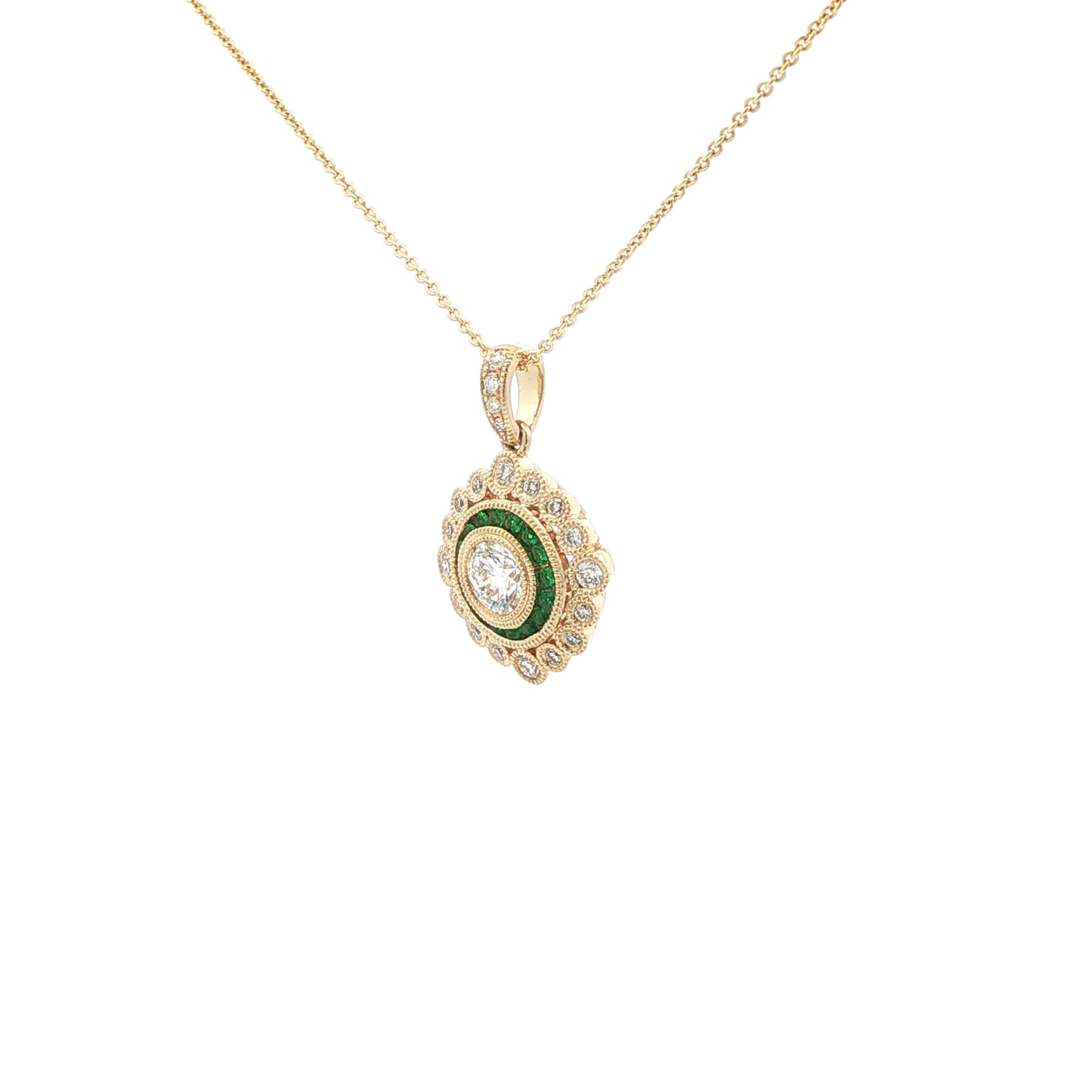 14kY .41ct D VVS1 Dia .12cttw Emerald .20cttw Dia Pendant TPQ7591NE