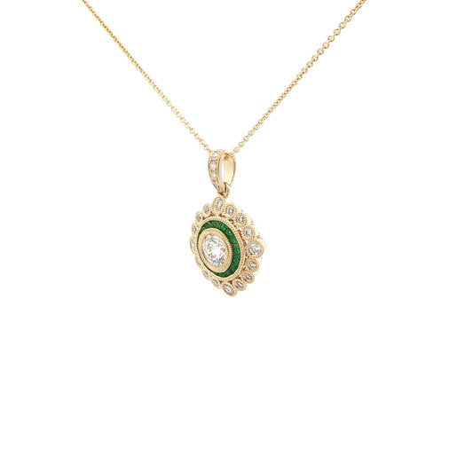 14kY .41ct D VVS1 Dia .12cttw Emerald .20cttw Dia Pendant TPQ7591NE