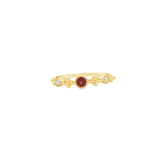 14kY .13ct Garnet .04cttw Diamond Ring TRA7213NGA - 6.5