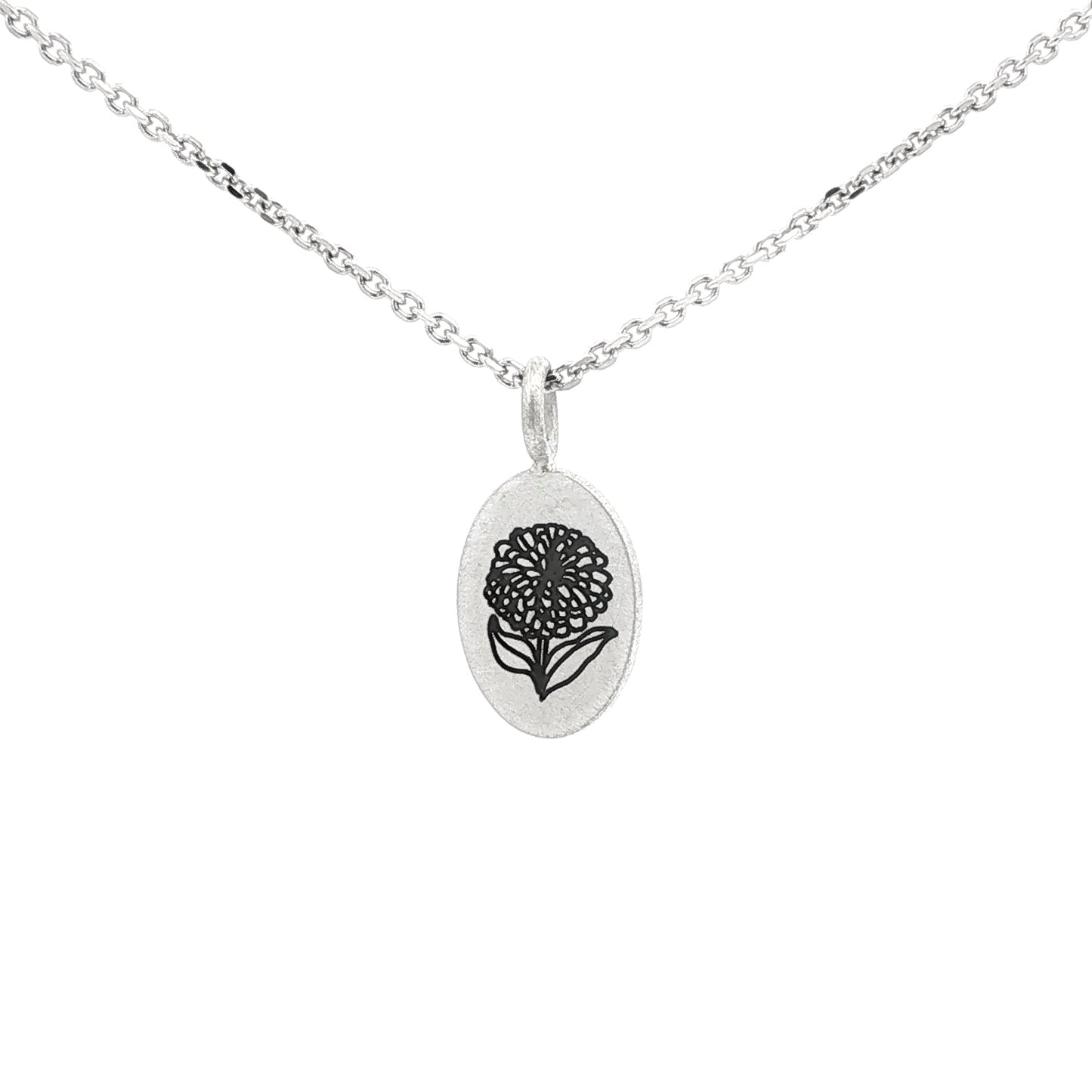 SS Oval Hydrangea Pendant