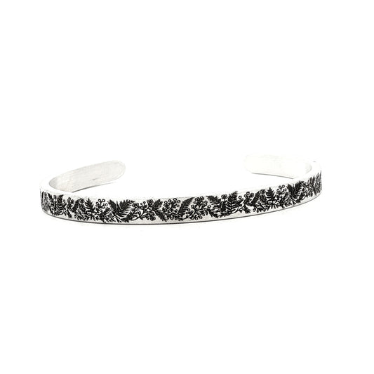 SS Floral Cuff Bracelet - 6"