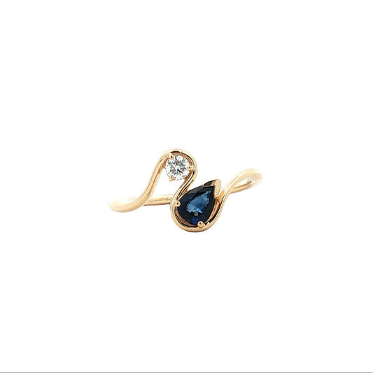14kY .42ct Sapphire .10ct Diamond Ring R28679YS - 7
