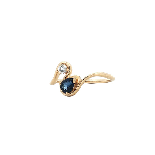 14kY .42ct Sapphire .10ct Diamond Ring R28679YS - 7