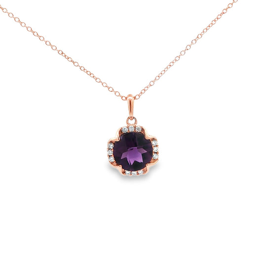 14kR 1.59ct Amethyst .10cttw Diamond Pendant TPA6499HAM