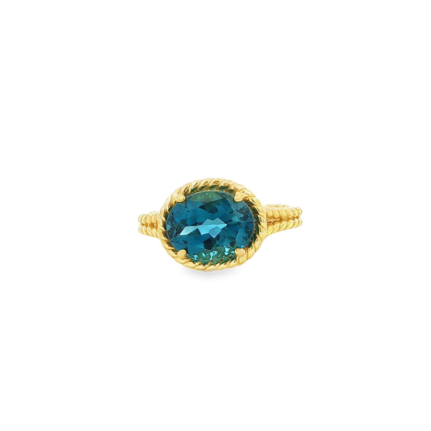 14kY London Blue Topaz Rope Ring RZ4304 - 6.5