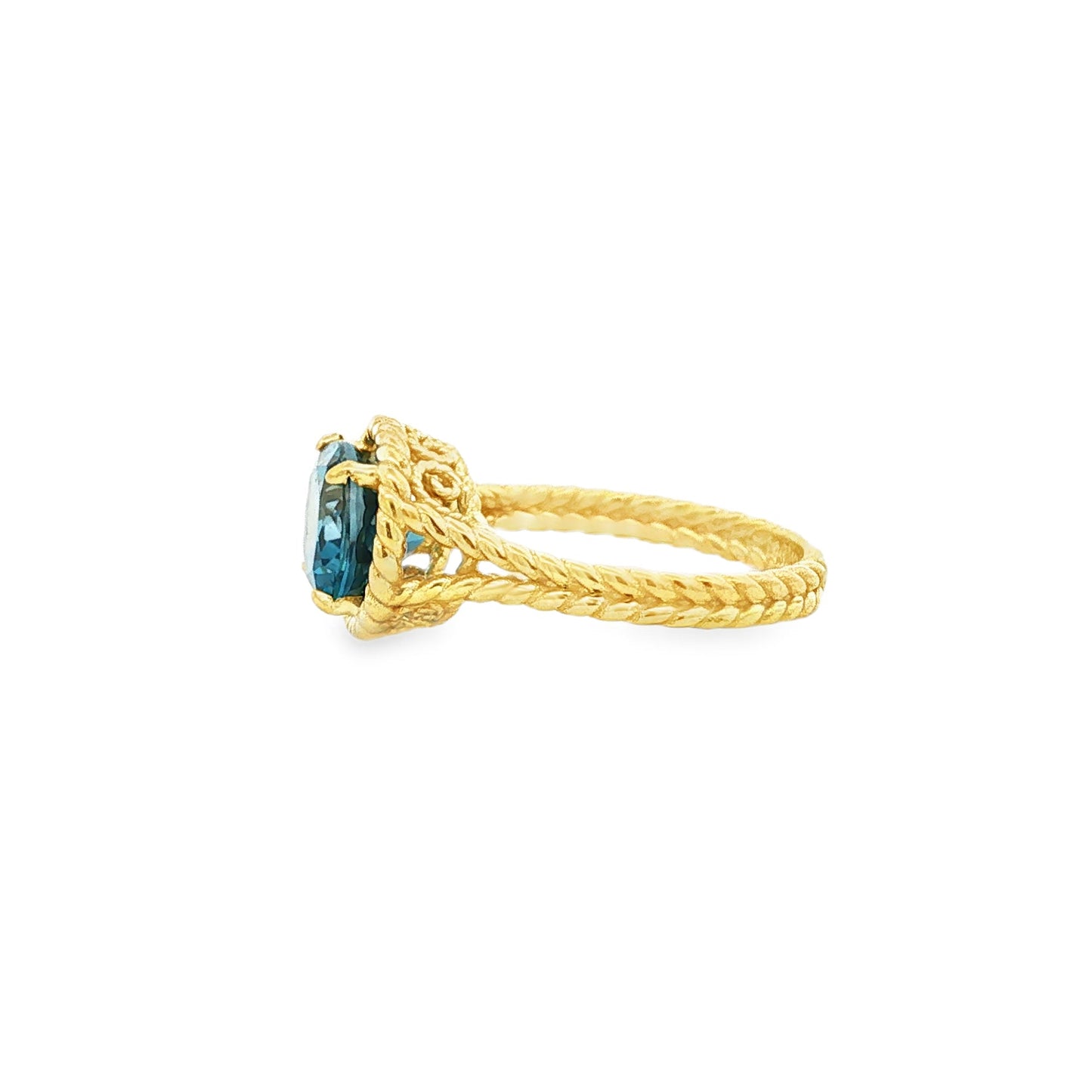 14kY London Blue Topaz Rope Ring RZ4304 - 6.5