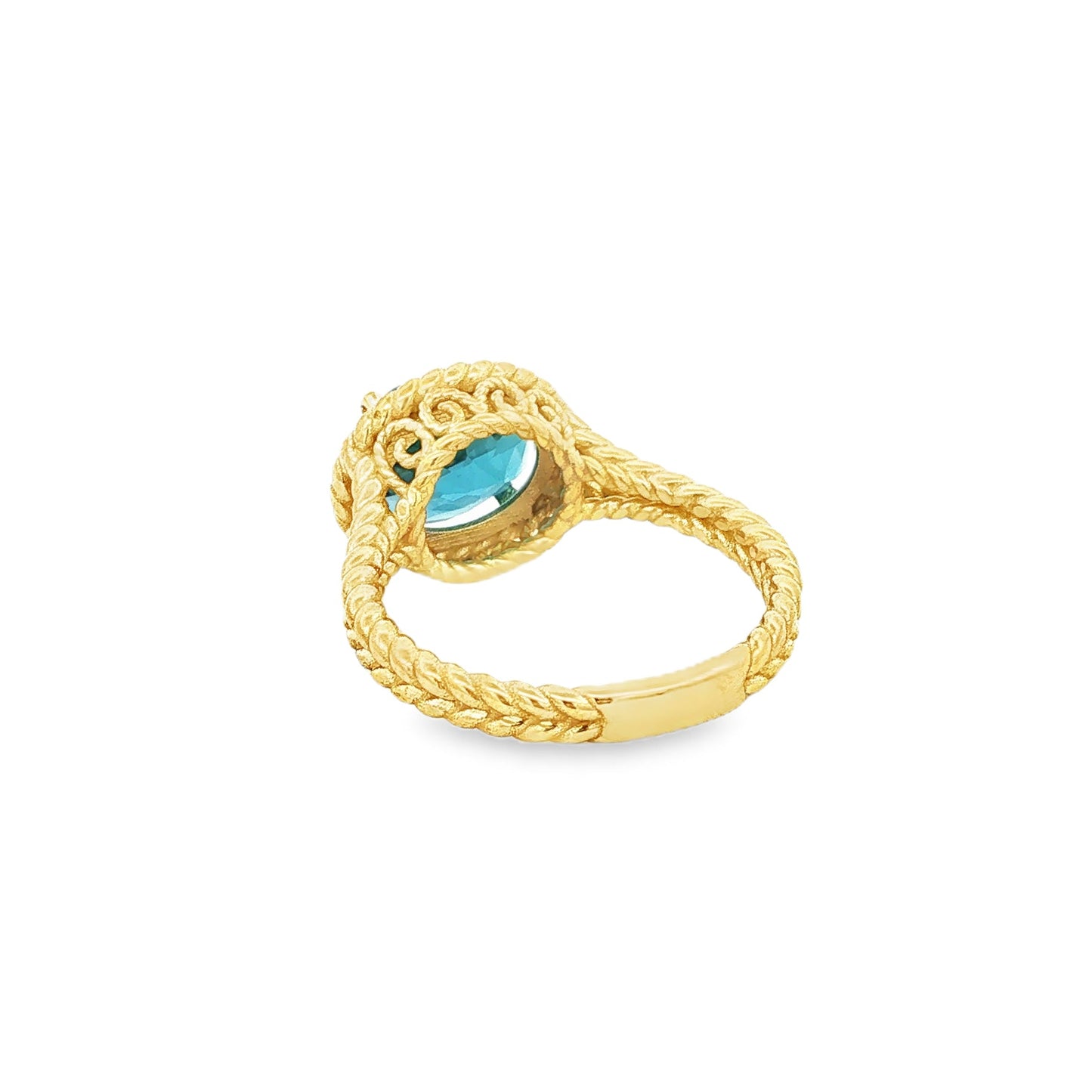 14kY London Blue Topaz Rope Ring RZ4304 - 6.5