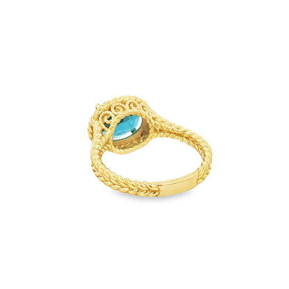 14kY London Blue Topaz Rope Ring RZ4304 - 6.5