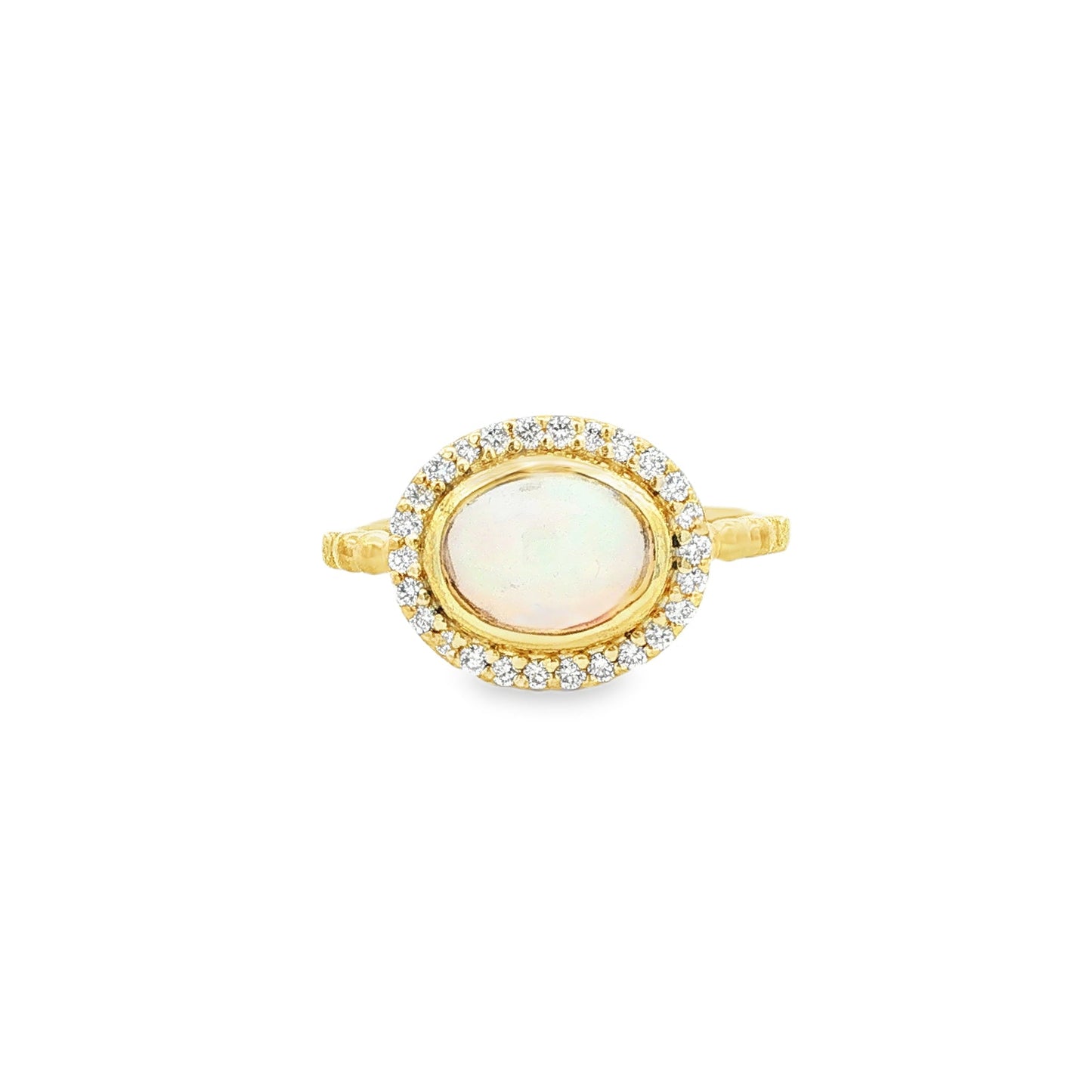 14kY 1.39ct Opal .19cttw Diamond Ring RZ7516 - 6.5