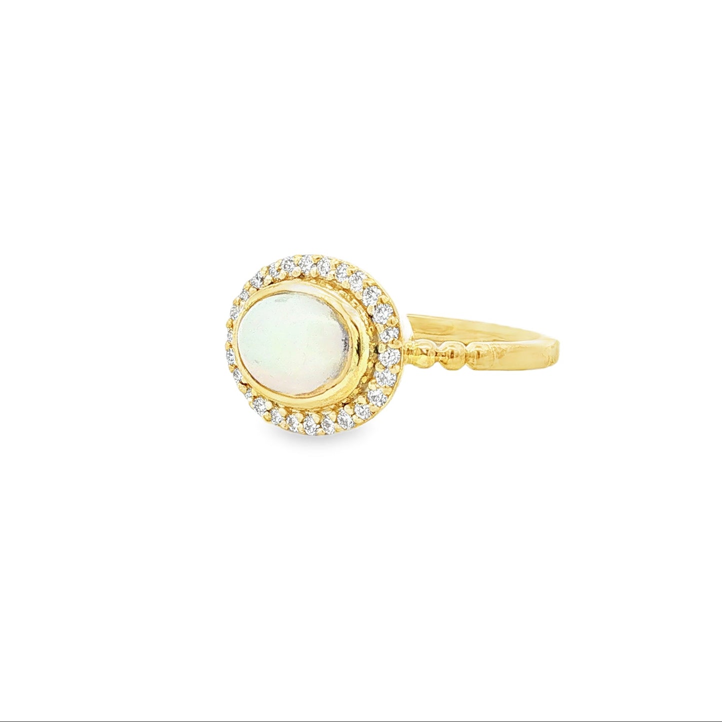 14kY 1.39ct Opal .19cttw Diamond Ring RZ7516 - 6.5