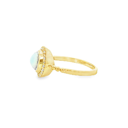 14kY 1.39ct Opal .19cttw Diamond Ring RZ7516 - 6.5