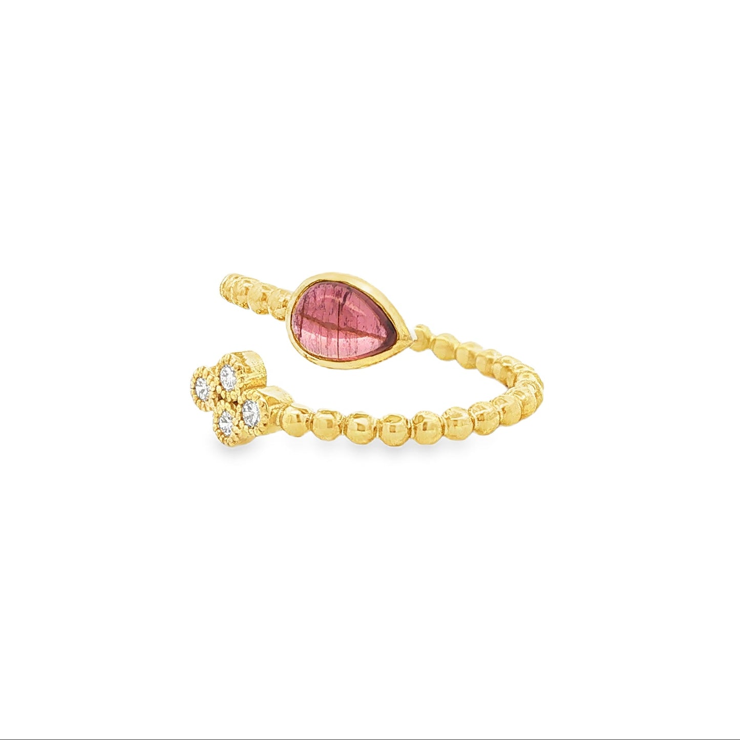 14kY 1ct Pink Tourmaline .12cttw Diamond Bypass Ring RZ8201