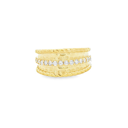 14kY .34cttw Diamond Hammered Ring RZ7251 - 6.25