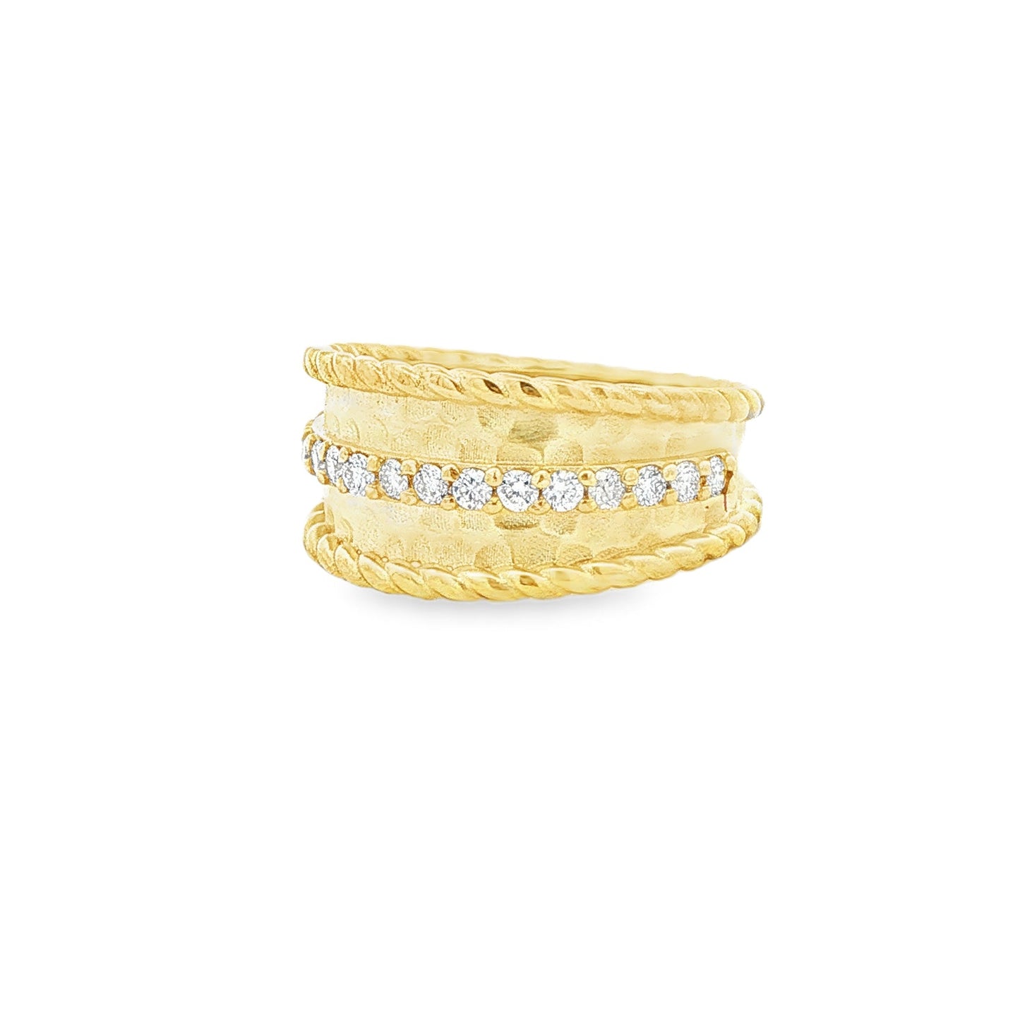 14kY .34cttw Diamond Hammered Ring RZ7251 - 6.25