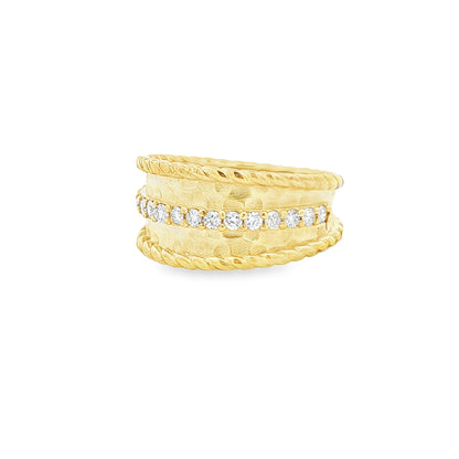 14kY .34cttw Diamond Hammered Ring RZ7251 - 6.25