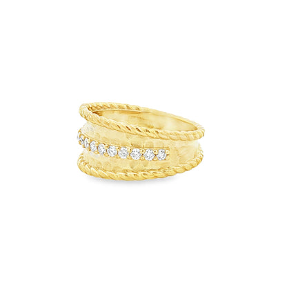14kY .34cttw Diamond Hammered Ring RZ7251 - 6.25