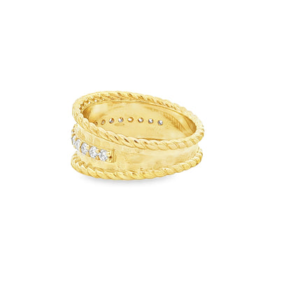 14kY .34cttw Diamond Hammered Ring RZ7251 - 6.25