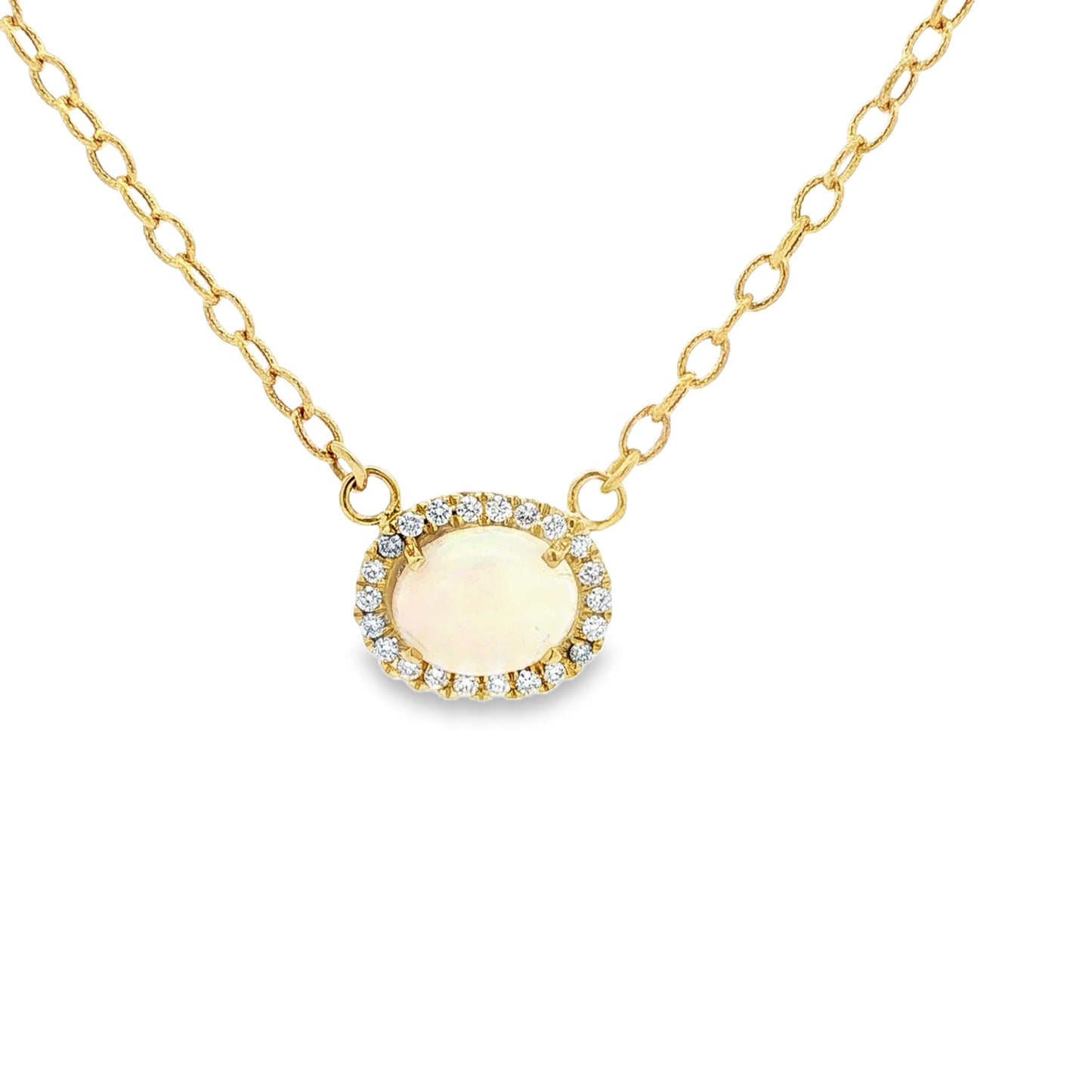 14kY 3.5ct Opal .22cttw Diamond Necklace NZ5489 -18"