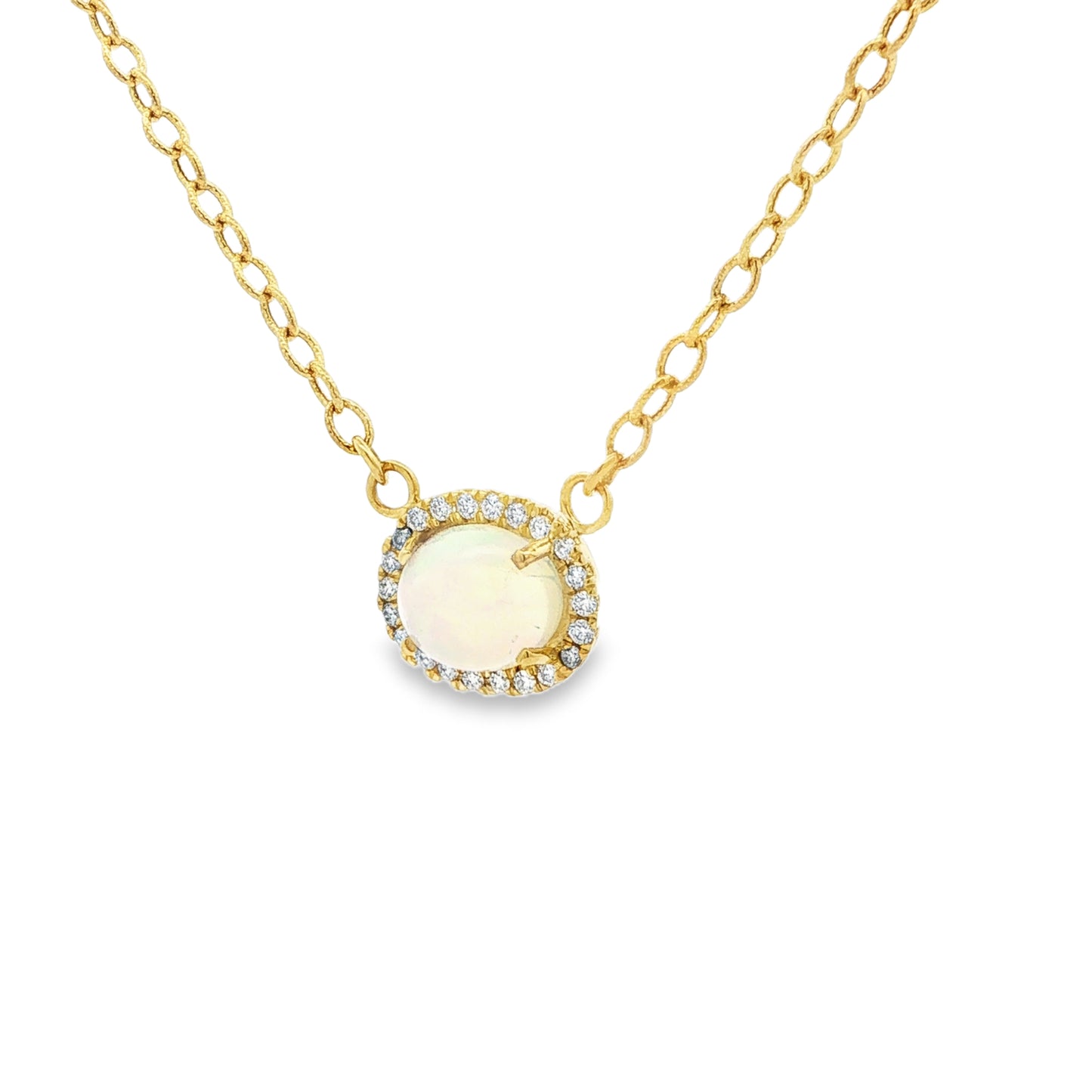 14kY 3.5ct Opal .22cttw Diamond Necklace NZ5489 -18"