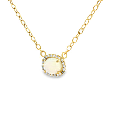 14kY 3.5ct Opal .22cttw Diamond Necklace NZ5489 -18"