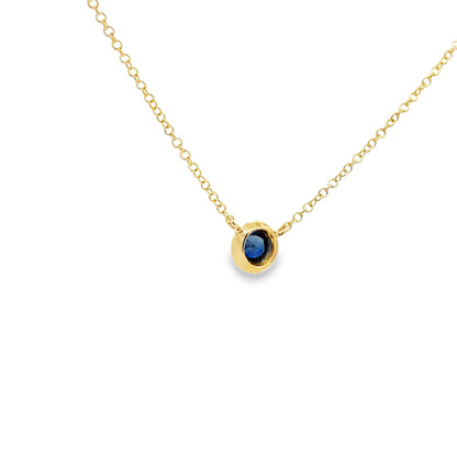 14kY .20ct Sapphire Bezel Necklace SC55026490V2