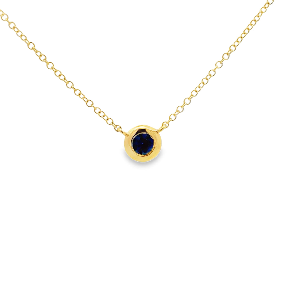 14kY .20ct Sapphire Bezel Necklace SC55026490V2