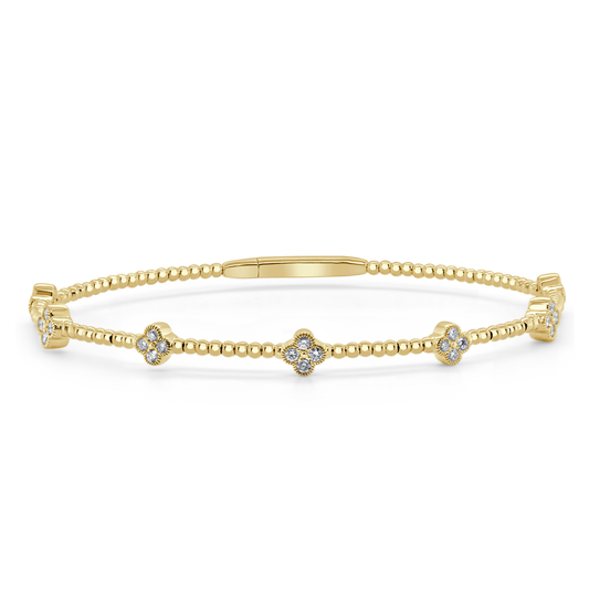 14kY .45cttw Diamond Clover Flexible Bangle BV29 Y