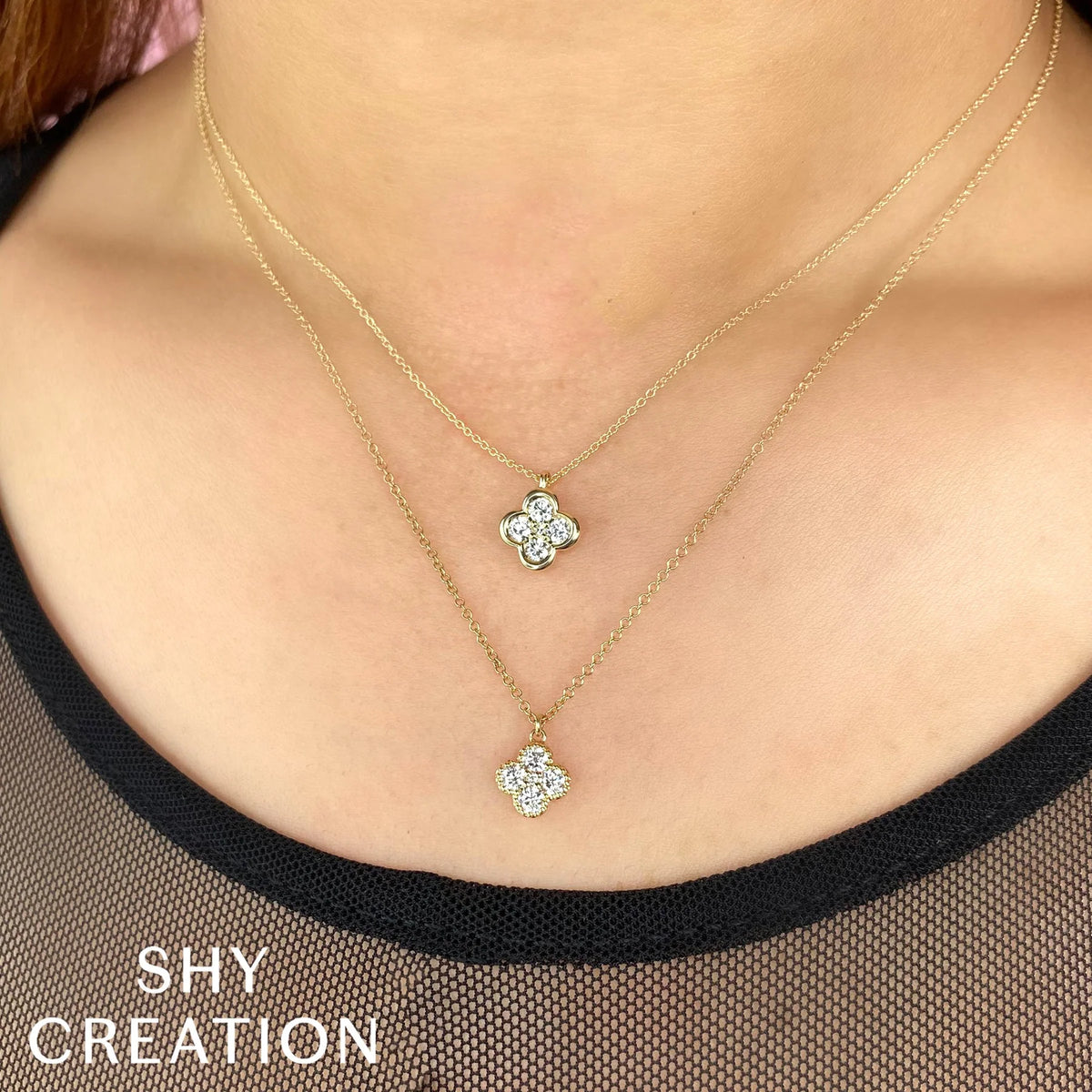 14kR .34cttw Diamond Clover Necklace SC22009363