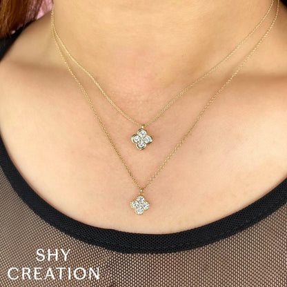 14kR .34cttw Diamond Clover Necklace SC22009363