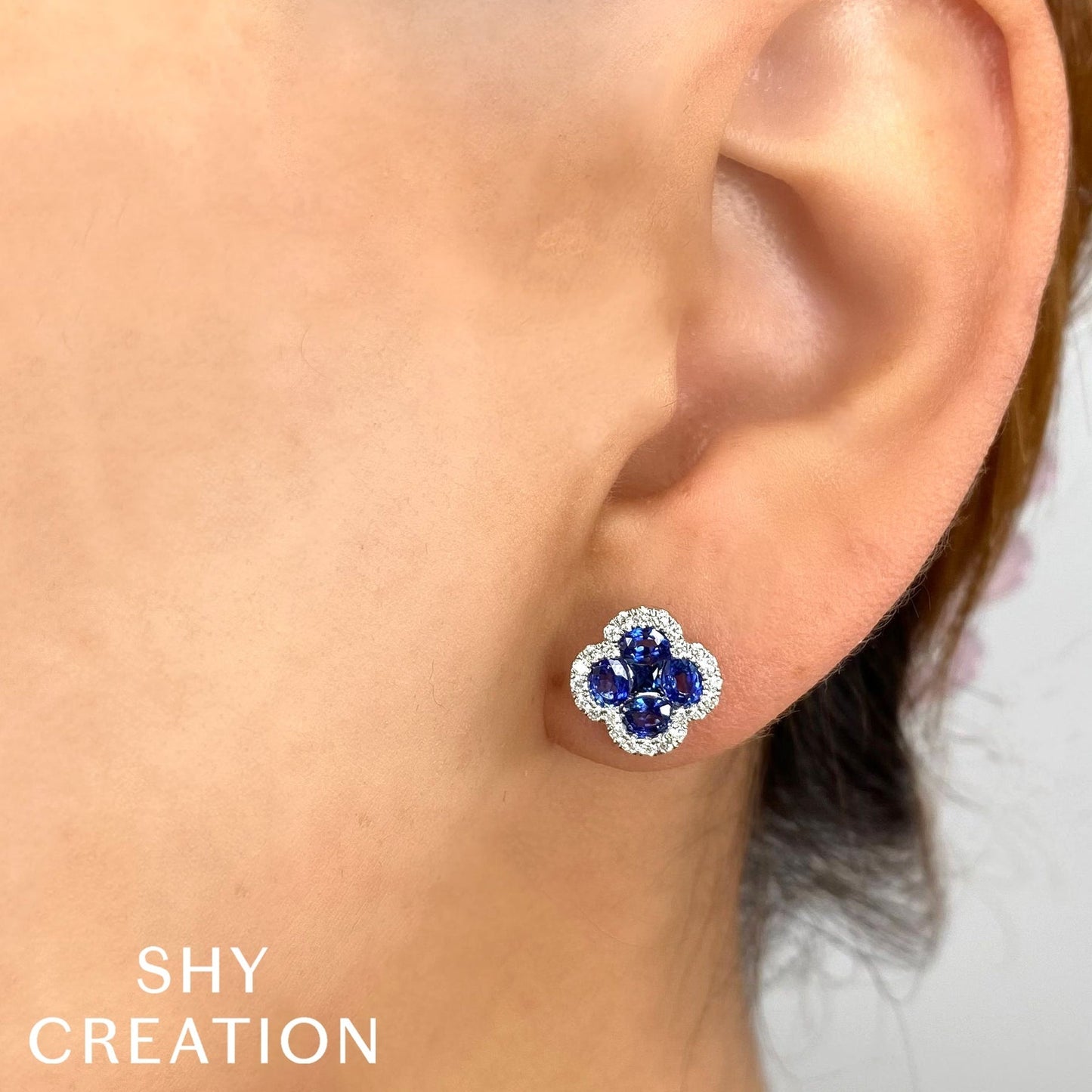 14kW 2.31cttw Blue Sapphire .33cttw Diamond Stud SC41002223