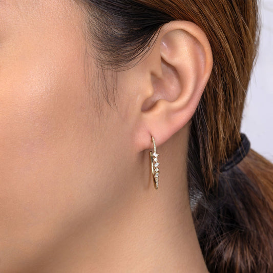 14kY .43cttw Baguette/Round Diamond Half Hoop SC55009281