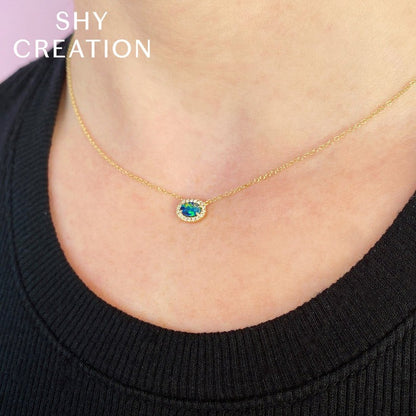 14kY .33ct Opal .05ct Dia Necklace SC55022506