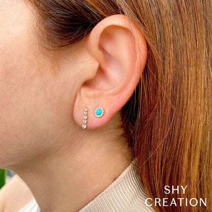 14kY .23cttw Turquoise .10cttw Diamond Stud SC55013113